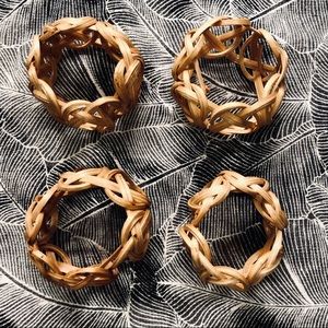 {SET of 4} Boho Woven Napkin Rings ::Vintage::